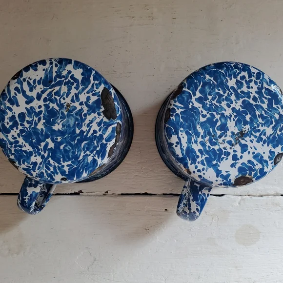 Blue and White Enamel Mugs - Picture 2 of 3